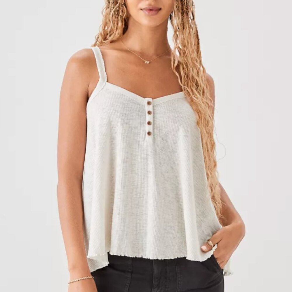 AE Textured Henley Tank Top